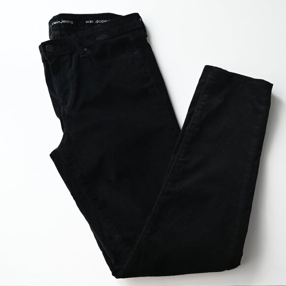CALVIN KLEIN Jeans Black Velour - Size 30 - Picture 1 of 8